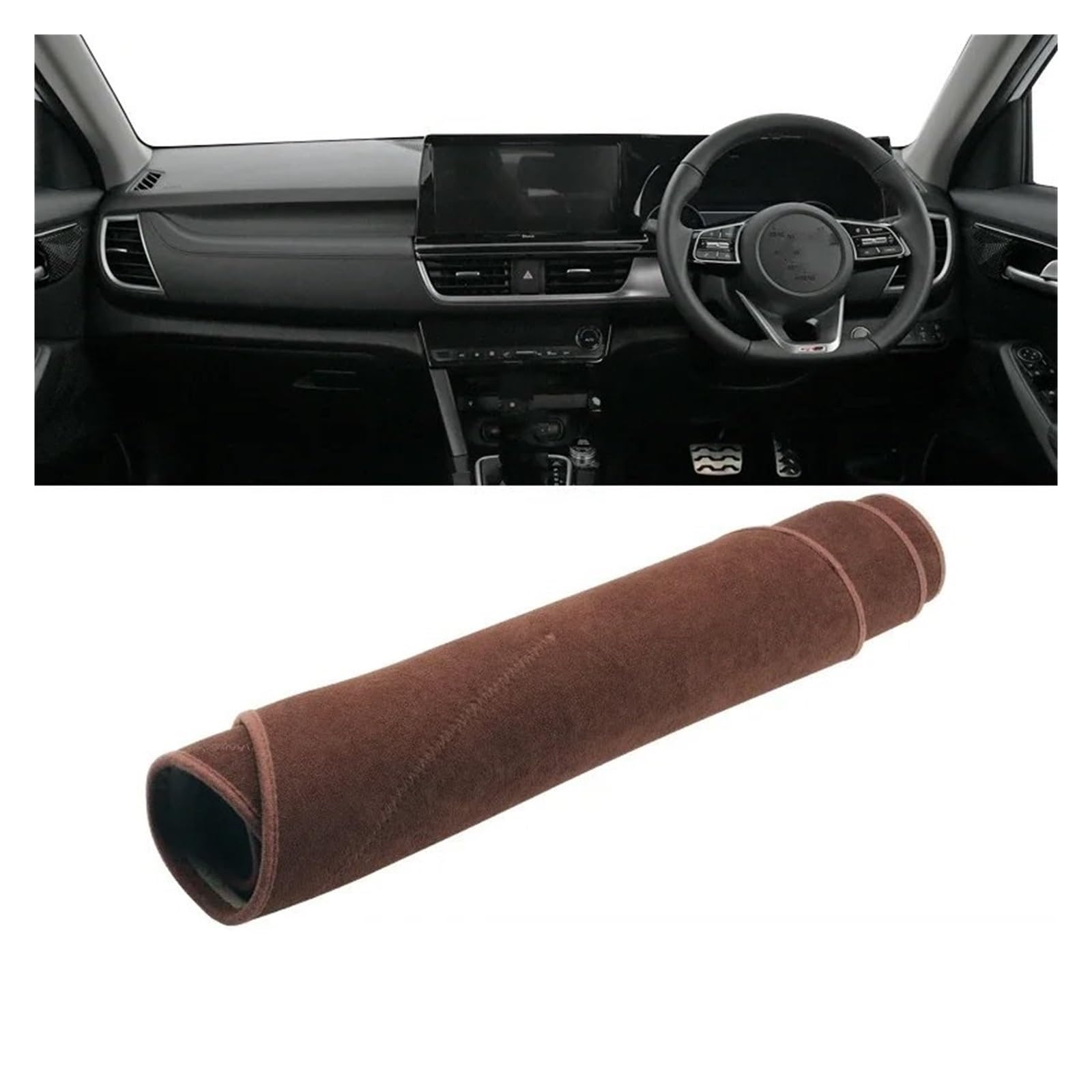 Car Dashboard Cover Mat Für Kia Für Seltos 2020 2021 2022 2023 2024 Für SP2 Für KX3 Auto Armaturenbrett Abdeckung Sonnenschutzmatte Dash rutschfeste Unterlage Armaturenbrett Matte(RHD Brown) von XRUKGUO