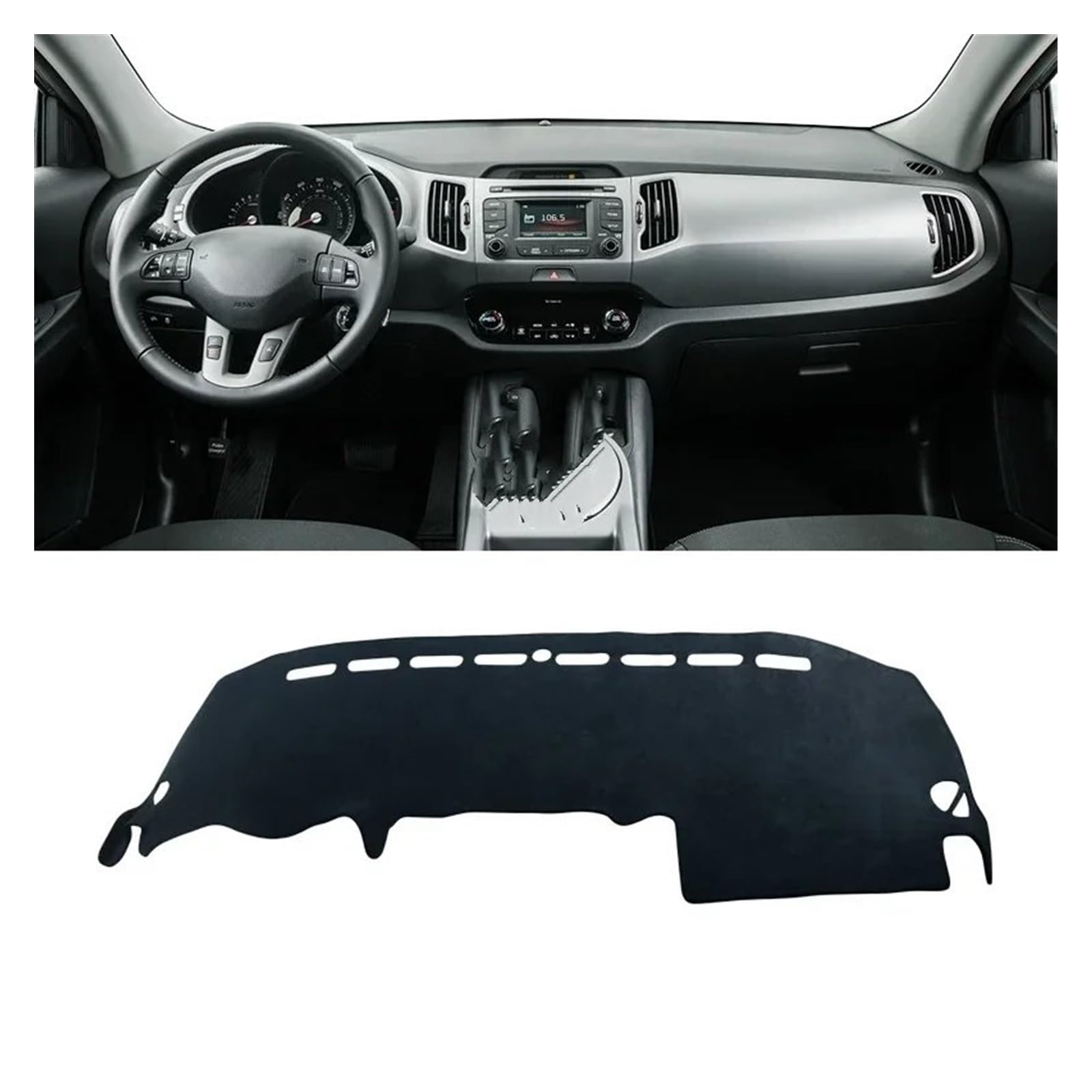 Car Dashboard Cover Mat Für Kia Für Sportage 3 R 2011 2012 2013 2014 2015 Auto Armaturenbrettabdeckung Instrumententisch Sonnenschutzmatte rutschfeste Unterlage Armaturenbrett Matte(B Black) von XRUKGUO