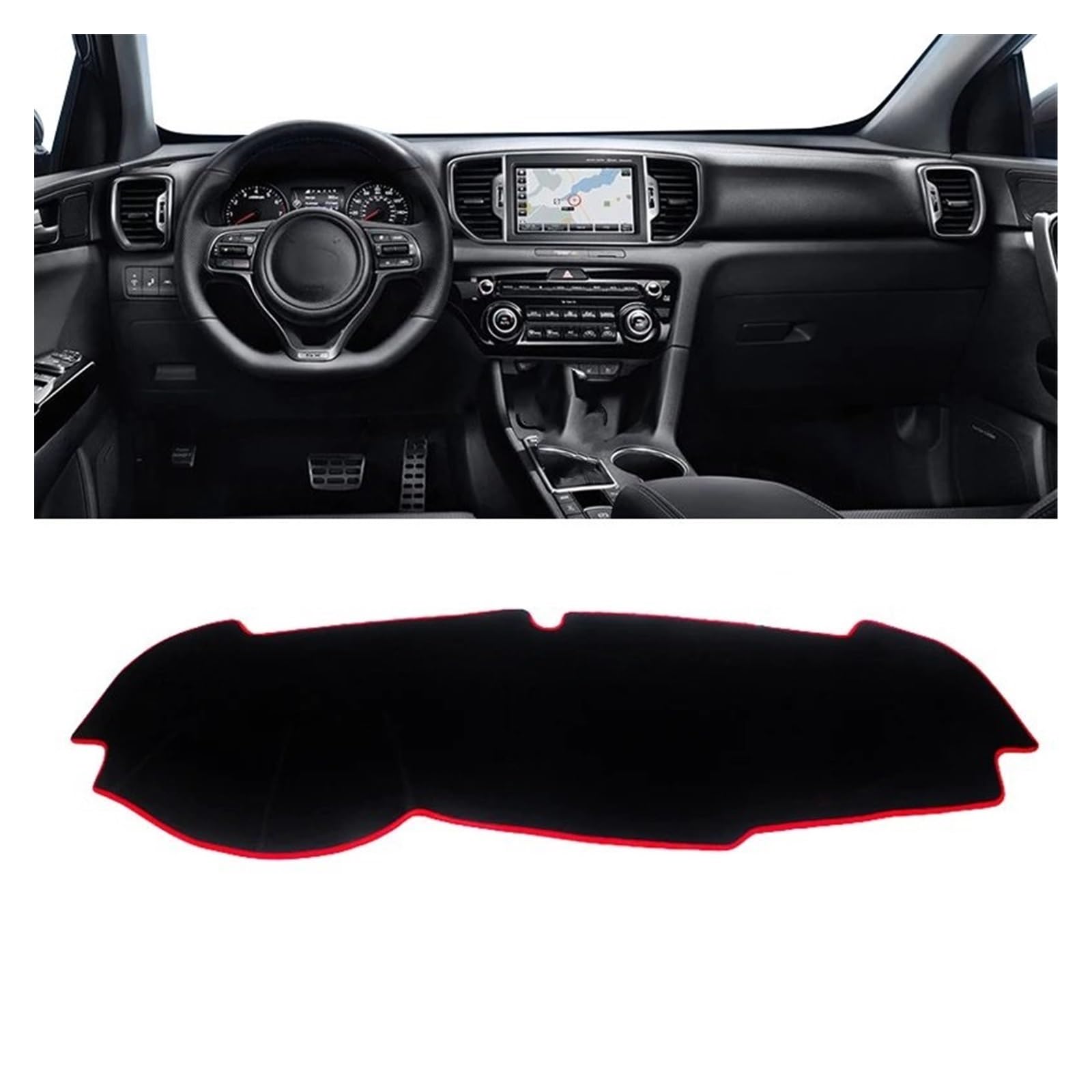 Car Dashboard Cover Mat Für Kia Für Sportage 4 Für QL 2016 2017 2018 2019-2021 Auto-Armaturenbrett-Abdeckung Sonnenschutz Vermeiden Sie Lichtmatten Rutschfeste Unterlage Armaturenbrett Matte(A Red Sid von XRUKGUO