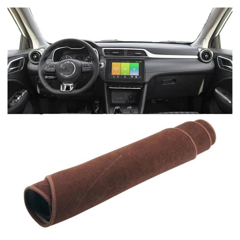 Car Dashboard Cover Mat Für MG Für ZS Für EZS Für EV 2017-2020 2021 2022 Auto-Armaturenbrett-Abdeckungsmatte Vermeiden Sie Lichtpad Anti-UV-Gehäuseteppiche Rutschfest Armaturenbrett Matte(B Brown LHD) von XRUKGUO