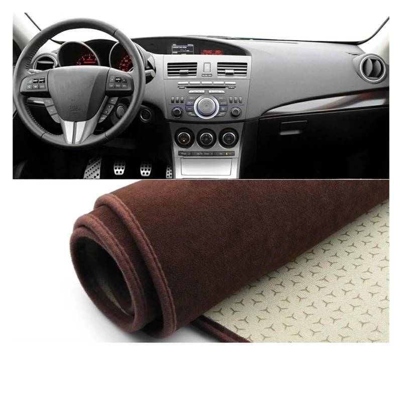 Car Dashboard Cover Mat Für Mazda 3 Für M3 Für BL 2010 2011 2012 2013 Auto-Armaturenbrett-Abdeckung Sonnenschutzmatte rutschfeste Unterlage Instrumententeppiche Armaturenbrett Matte(B Brown) von XRUKGUO