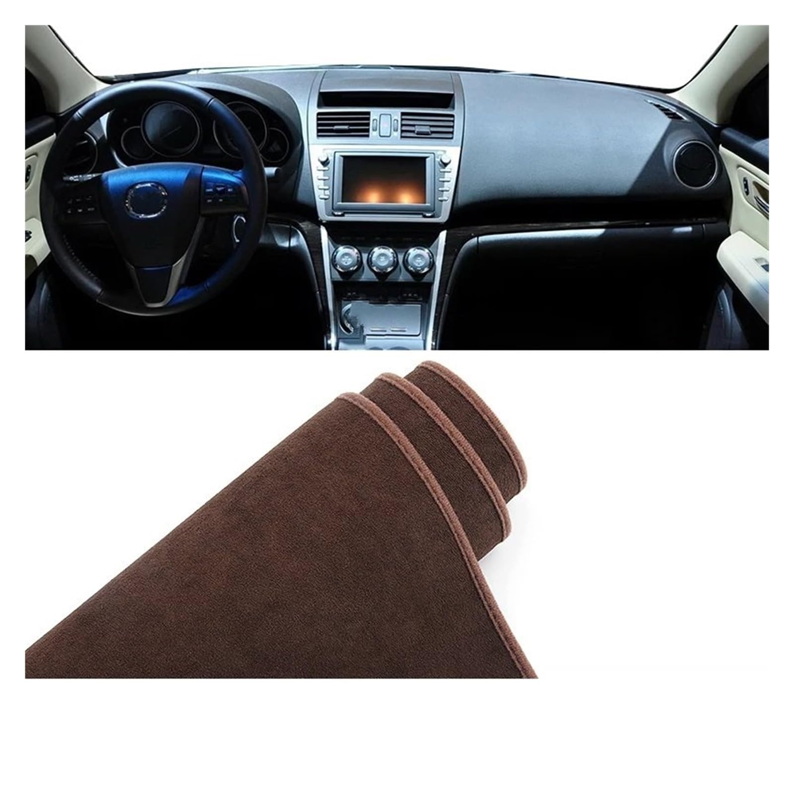 Car Dashboard Cover Mat Für Mazda 6 Für GH 2008 2009 2010 2011 2012 Auto-Armaturenbrett-Abdeckung Sonnenschutzmatte rutschfeste Instrumententeppiche Armaturenbrett Matte(B LHD Brown) von XRUKGUO