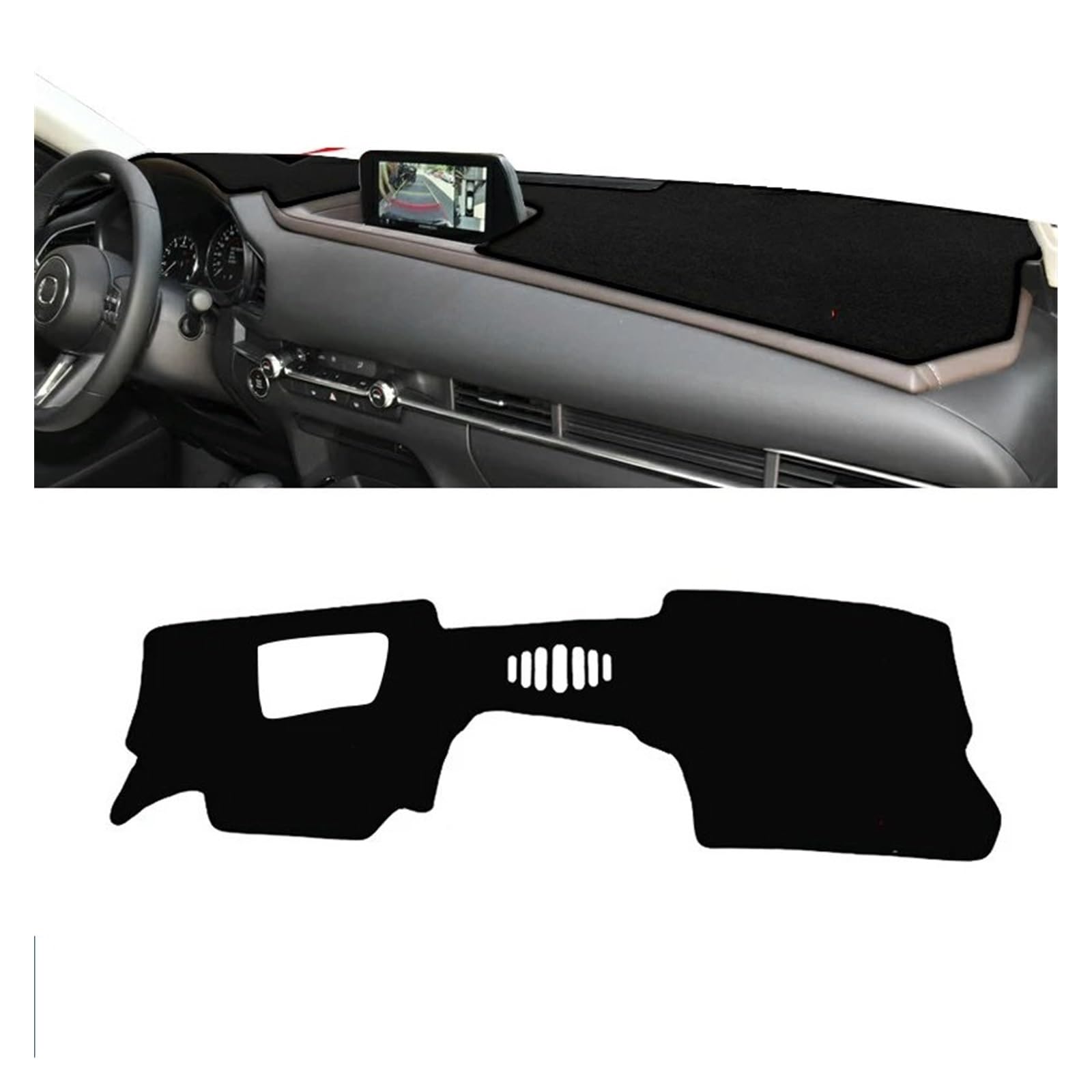 Car Dashboard Cover Mat Für Mazda Für CX-30 Für CX30 Für CX 30 Für DM 2019 2020 2021 2022 2023 Auto Armaturenbrett-Abdeckungen Sonnenschutzmatten Innenraum Armaturenbrett Matte(A LHD with HUD Black) von XRUKGUO