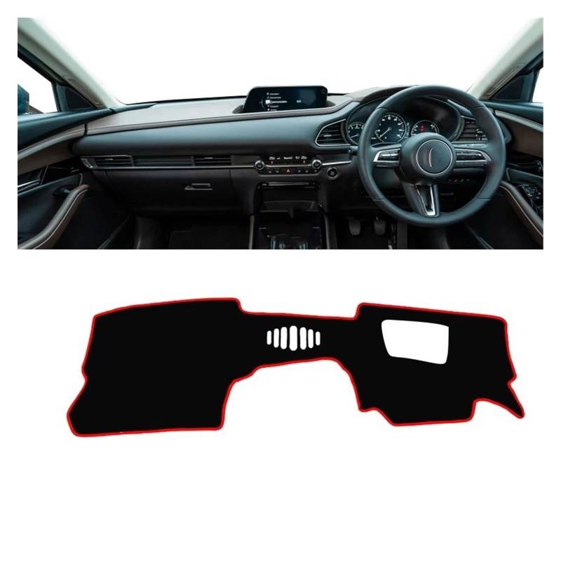 Car Dashboard Cover Mat Für Mazda Für CX-30 Für CX30 Für CX 30 Für DM 2019 2020 2021 2022 2023 Auto Armaturenbrett-Abdeckungen Sonnenschutzmatten Innenraum Armaturenbrett Matte(A RHD with HUD Red) von XRUKGUO