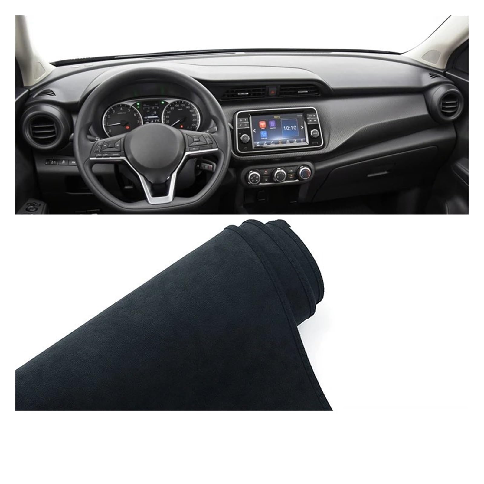 Car Dashboard Cover Mat Für Nissan Für Kicks Für P15 2016-2018 2019 2020 2021 2022 2023 2024 Auto Dashboard Pad Instrument Schreibtisch Abdeckung Matte Armaturenbrett Matte(B LHD Black) von XRUKGUO