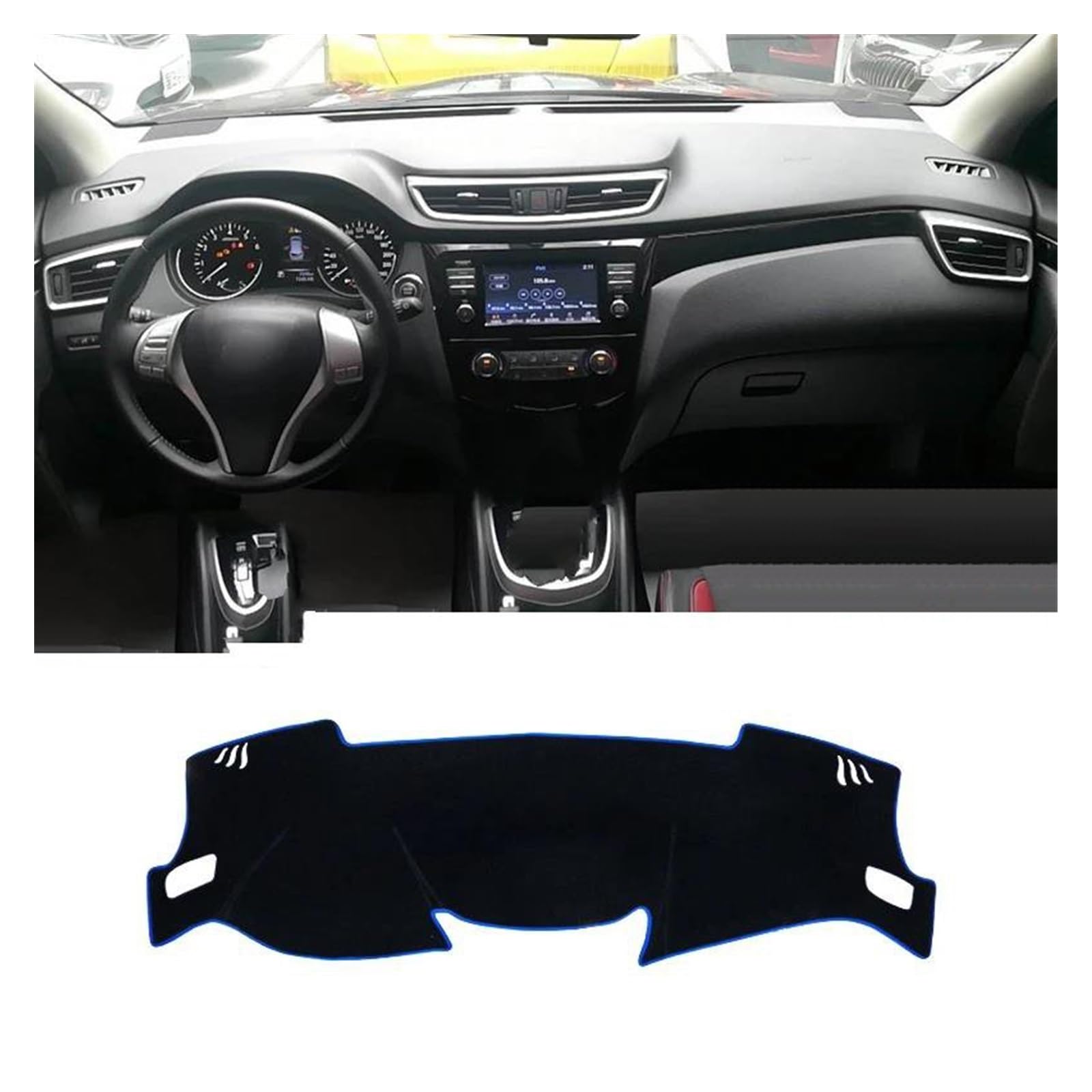 Car Dashboard Cover Mat Für Nissan Für Qashqai Für J11 2014-2020 Auto-Armaturenbrett-Abdeckung Armaturenbrettmatte Sonnenschutz Instrumententisch Rutschfeste Unterlage Armaturenbrett Matte(A Blue Side von XRUKGUO