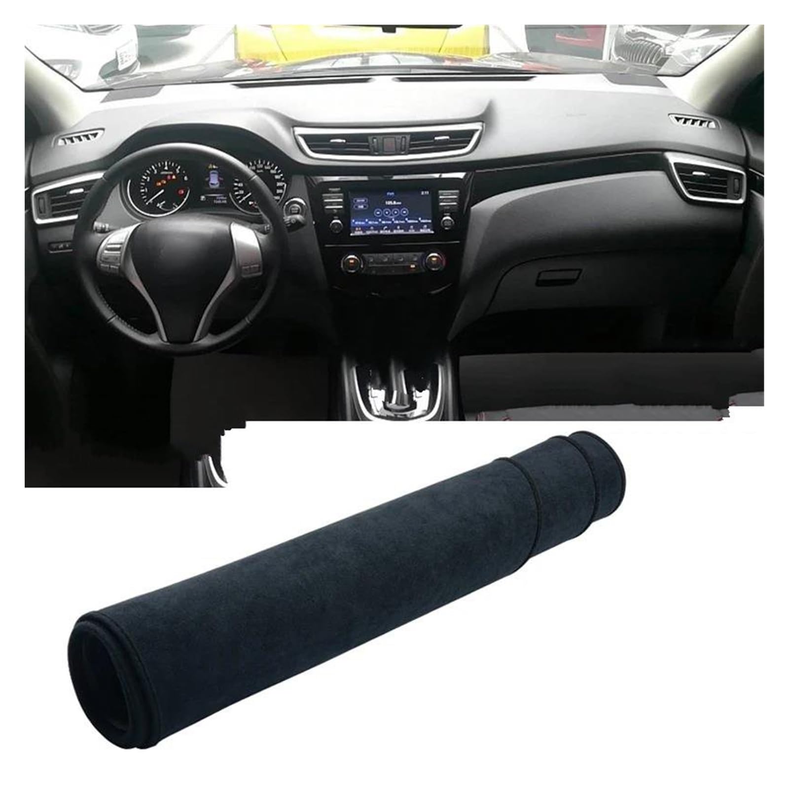 Car Dashboard Cover Mat Für Nissan Für Qashqai Für J11 2014-2020 Auto-Armaturenbrett-Abdeckung Armaturenbrettmatte Sonnenschutz Instrumententisch Rutschfeste Unterlage Armaturenbrett Matte(B Black LHD von XRUKGUO