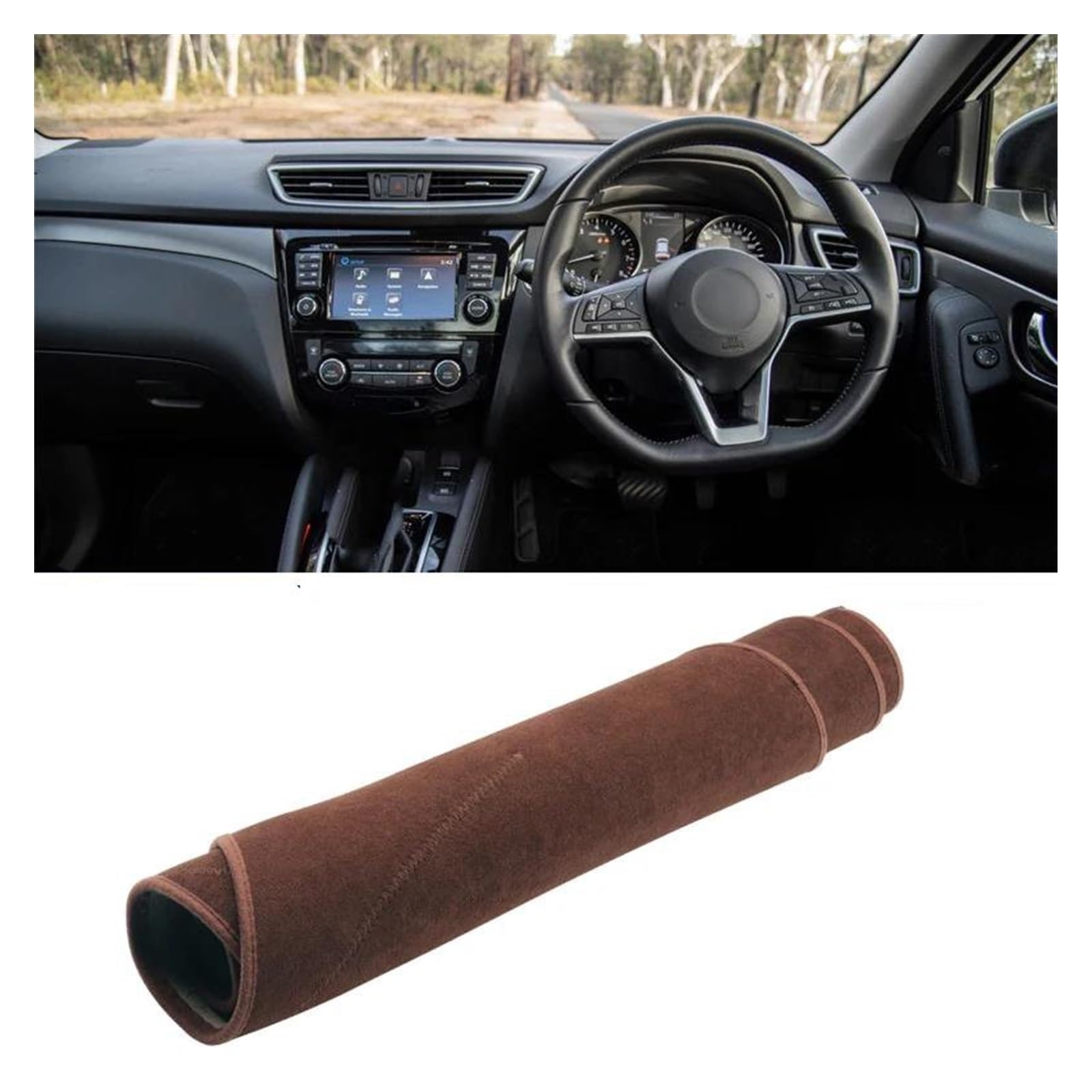 Car Dashboard Cover Mat Für Nissan Für Qashqai Für J11 2014-2020 Auto-Armaturenbrett-Abdeckung Armaturenbrettmatte Sonnenschutz Instrumententisch Rutschfeste Unterlage Armaturenbrett Matte(B Brown RHD von XRUKGUO