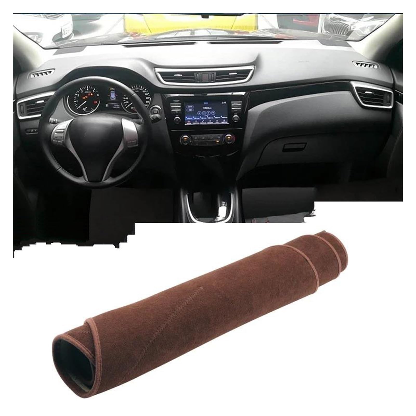 Car Dashboard Cover Mat Für Nissan Für Qashqai Für J11 2014-2020 Auto-Armaturenbrett-Abdeckung Armaturenbrettmatte Sonnenschutz Instrumententisch Rutschfeste Unterlage Armaturenbrett Matte(B Brown LHD von XRUKGUO