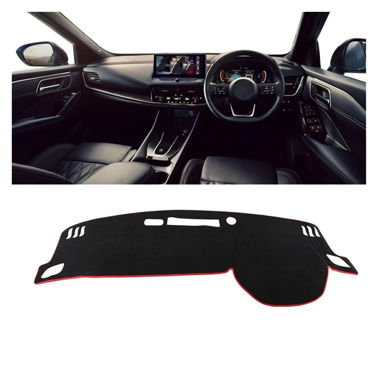 Car Dashboard Cover Mat Für Nissan Für Qashqai Für J12 2021 2022 2023 2024 Auto Armaturenbrettabdeckung Instrumententafel Teppiche Sonnenschutzmatten Anti-Rutsch-Pad Armaturenbrett Matte(A RHD Red Sid von XRUKGUO