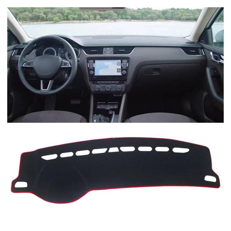 Car Dashboard Cover Mat Für Octavia Für A7 Für MK3 Für 5E 2015 2016 2017 2018 2019 2020 Auto Armaturenbrett Abdeckung Vermeiden Sie Licht Pad Teppiche Matte Armaturenbrett Matte(Red Border LHD) von XRUKGUO