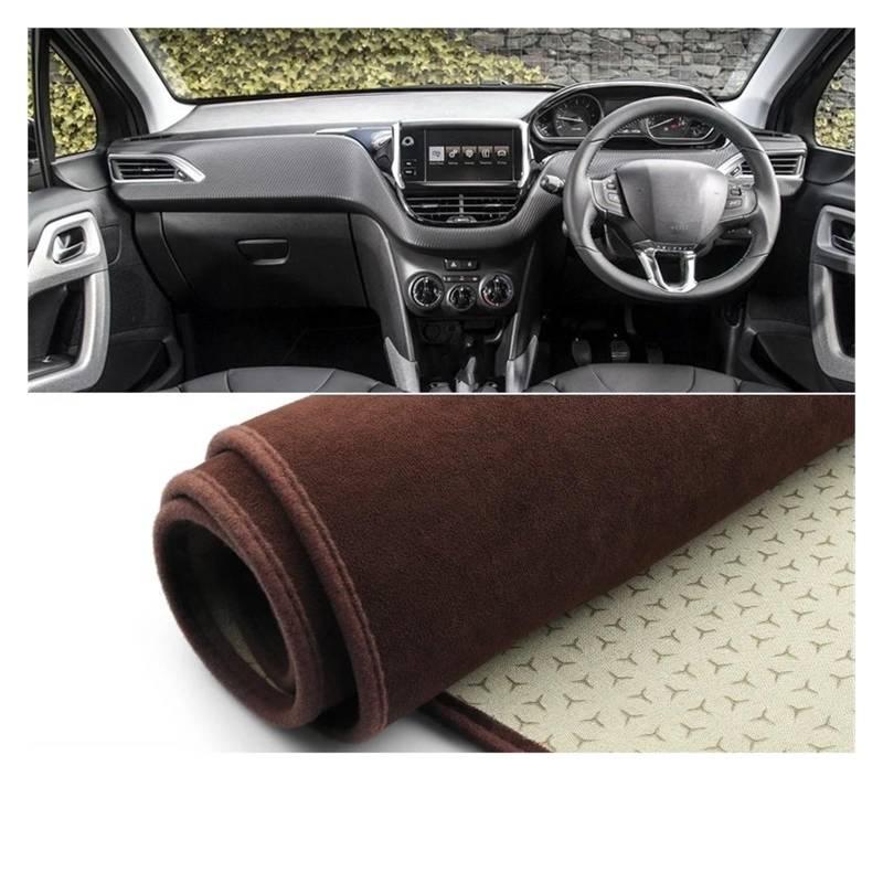 Car Dashboard Cover Mat Für Peugeot 2008 2013 2014 2015 2016 2017 2018 Auto Armaturenbrett Abdeckung Sonnenschutz Matte Instrumententafel rutschfeste Teppiche Armaturenbrett Matte(B Brown RHD) von XRUKGUO