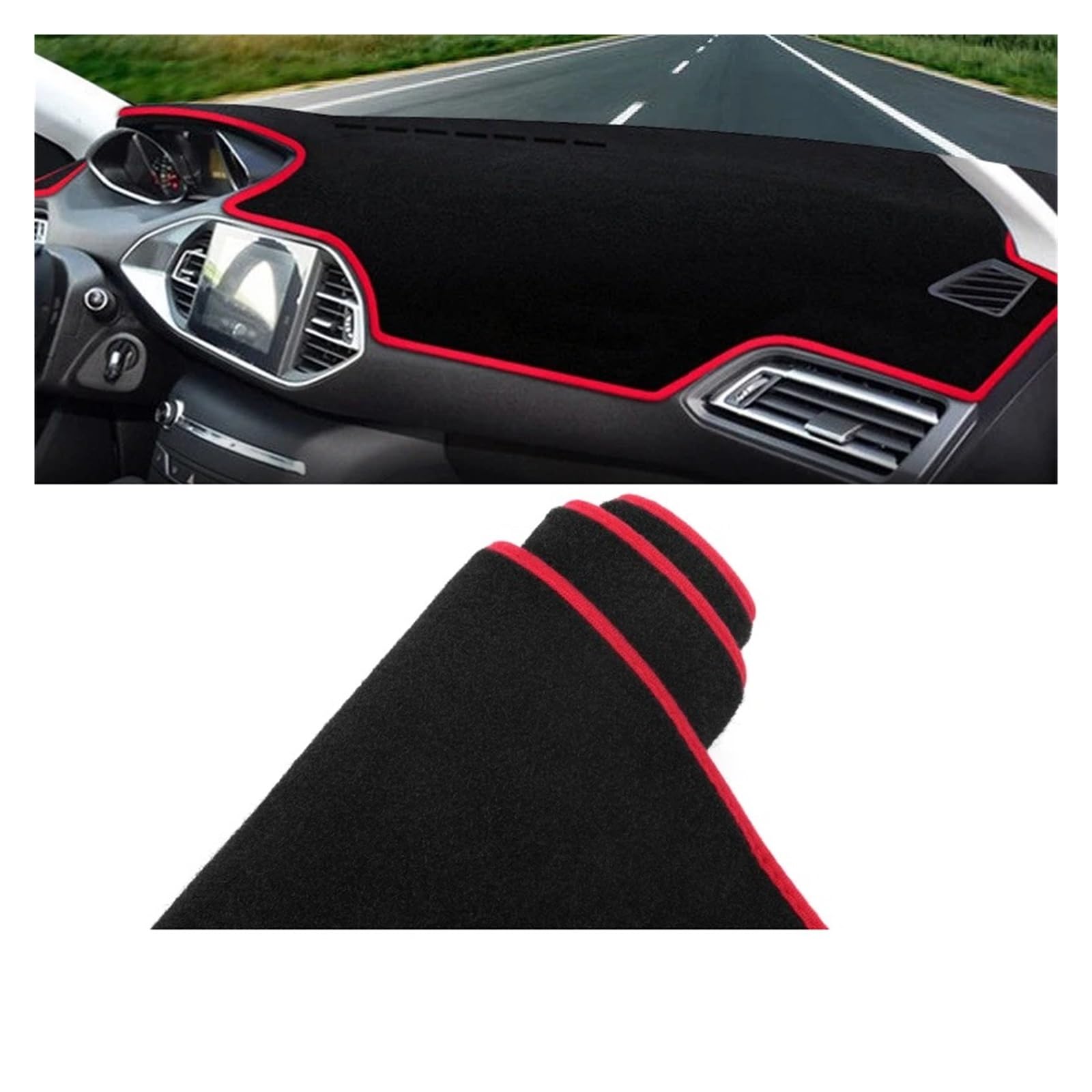 Car Dashboard Cover Mat Für Peugeot 308 Für T9 II Für SW Für MK2 2014 2015 2016 2017 2018 2019 2020 Auto Armaturenbrett Abdeckung Matte Armaturenbrett Sonnenschirm Teppich Armaturenbrett Matte(A Red S von XRUKGUO