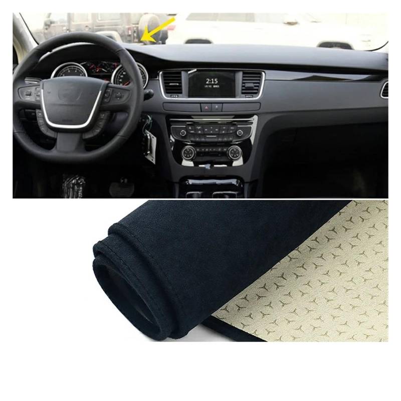 Car Dashboard Cover Mat Für Peugeot 508 2010 2011 2012 2013 2014 2015 2016 2017 2018 Auto Dashboard Abdeckung Matten Sonnenschutz Teppiche Fall Armaturenbrett Matte(B No HUD Black) von XRUKGUO