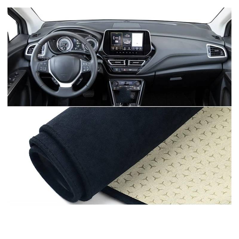 Car Dashboard Cover Mat Für Suzuki Für S-Cross Für MK3 2022 2023 2024 Auto-Armaturenbrett-Abdeckung Sonnenschutzmatte Rutschfester Instrumententafel-Teppich Armaturenbrett Matte(B LHD Black) von XRUKGUO