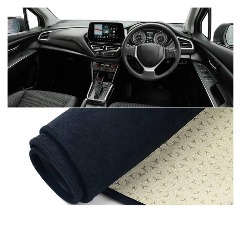 Car Dashboard Cover Mat Für Suzuki Für S-Cross Für MK3 2022 2023 2024 Auto-Armaturenbrett-Abdeckung Sonnenschutzmatte Rutschfester Instrumententafel-Teppich Armaturenbrett Matte(B RHD Black) von XRUKGUO