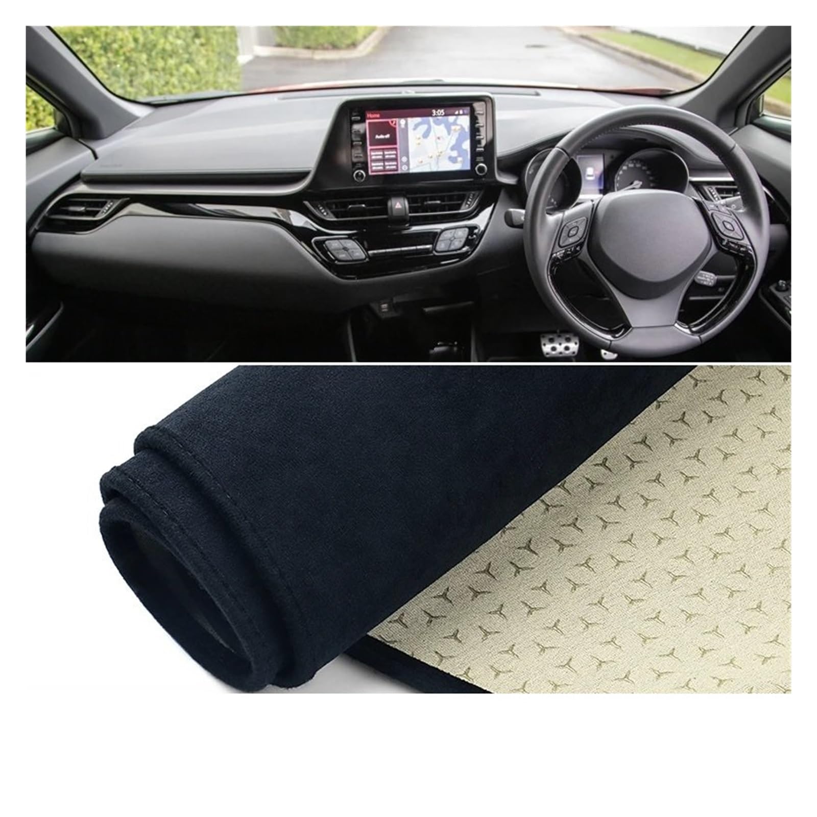 Car Dashboard Cover Mat Für Toyota Für C-HR Für CHR Für C HR 2016 2017 2018 2019 2020 2021 2022 2023 Auto-Armaturenbrett-Abdeckungsmatte rutschfeste Unterlage Armaturenbrett Matte(B RHD Black) von XRUKGUO