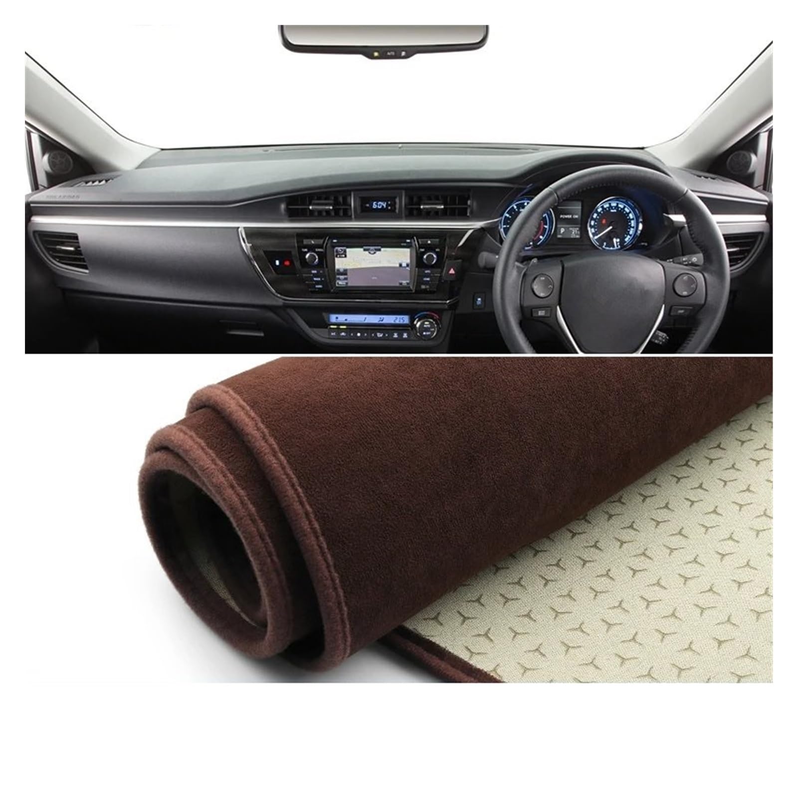 Car Dashboard Cover Mat Für Toyota Für Corolla Für E180 2014 2015 2016 2017 2018 Armaturenbrettabdeckung Vermeiden Sie Lichtpolster Teppich rutschfeste Matten Armaturenbrett Matte(B Brown RHD) von XRUKGUO