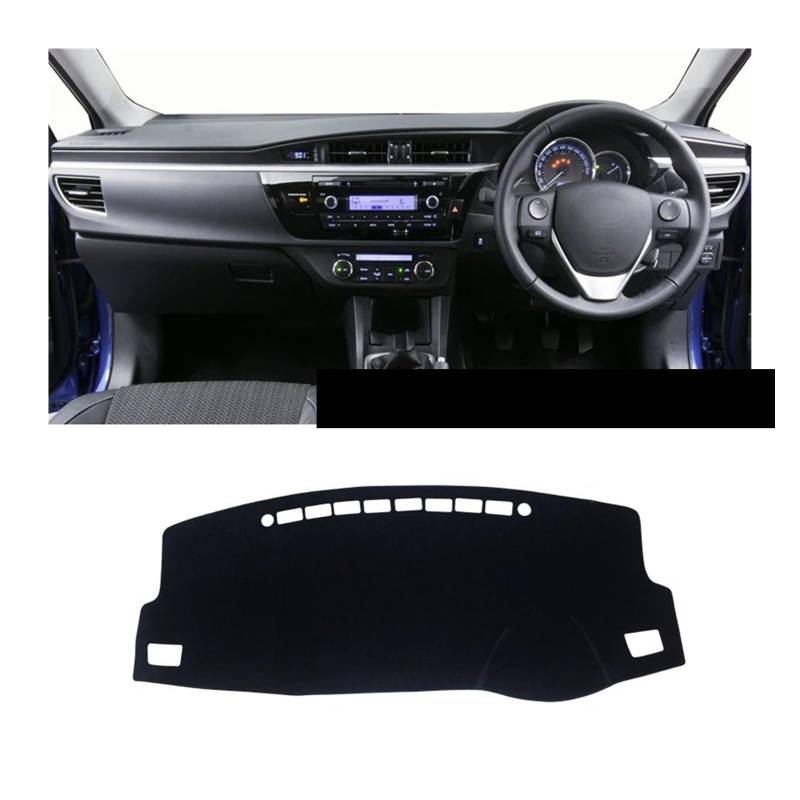 Car Dashboard Cover Mat Für Toyota Für Corolla Für E180 2014-2018 Auto Armaturenbrett-Abdeckungsmatte Sonnenschutzpolster Rutschfeste Pads Armaturenbrettmatte Armaturenbrett Matte(Front Black Side RHD von XRUKGUO