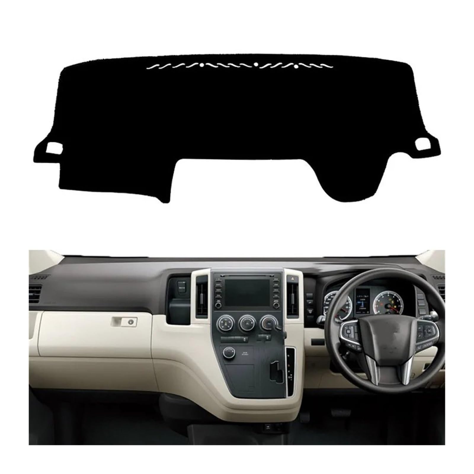 Car Dashboard Cover Mat Für Toyota Für HiAce Für Pendler 2019-2021 Dashmat Dashboard Abdeckung Matte Pad Teppich Armaturenbrett Sonnenschutzdach Schützen Kissen Armaturenbrett Matte(Schwarz,RHD) von XRUKGUO