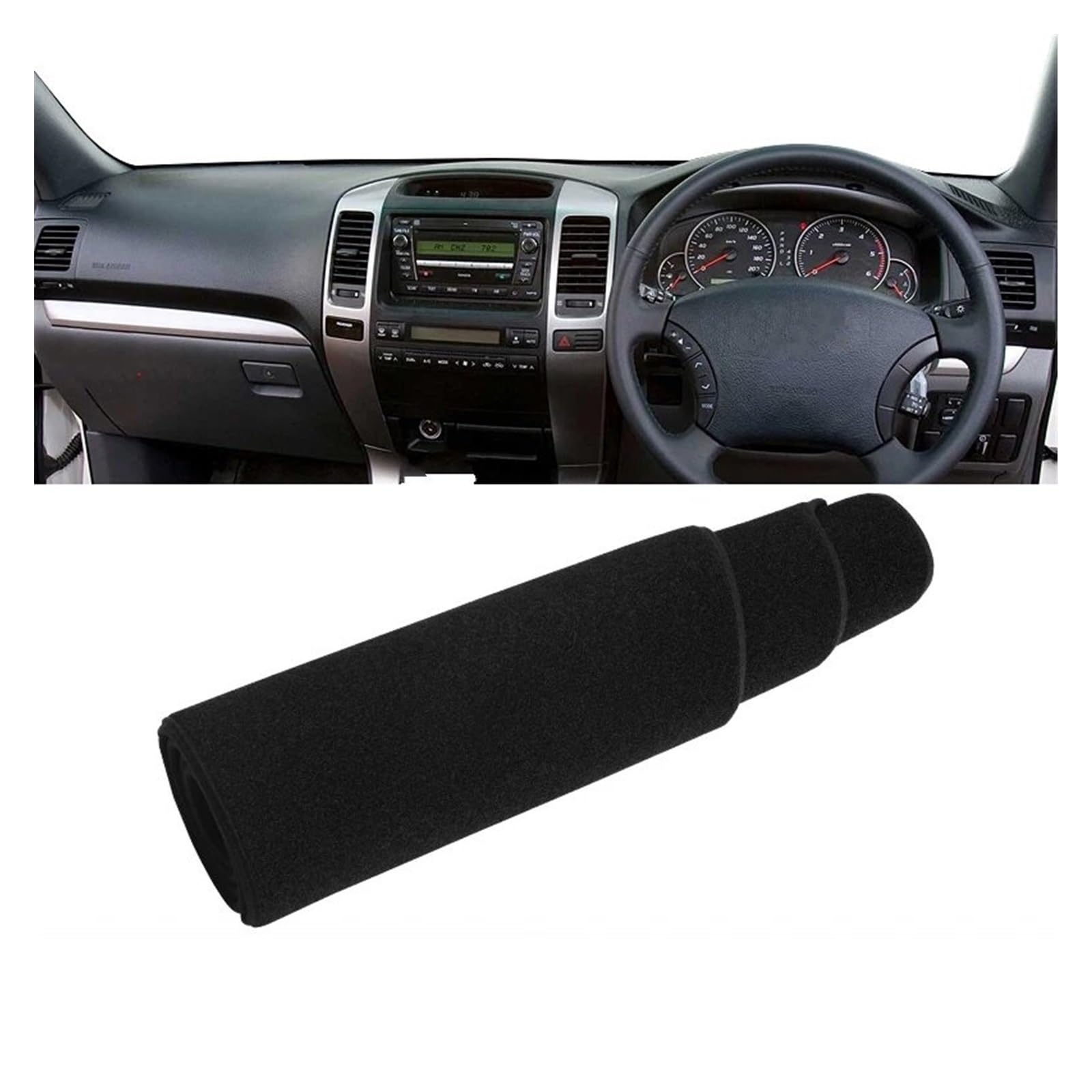 Car Dashboard Cover Mat Für Toyota Für Land Für Cruiser Für Prado 120 Für FJ120 2003 2004 2005 2006-2009 Auto Armaturenbrett-Abdeckung Dash Sonnenschutz Pad Armaturenbrett Matte(RHD Black Side) von XRUKGUO