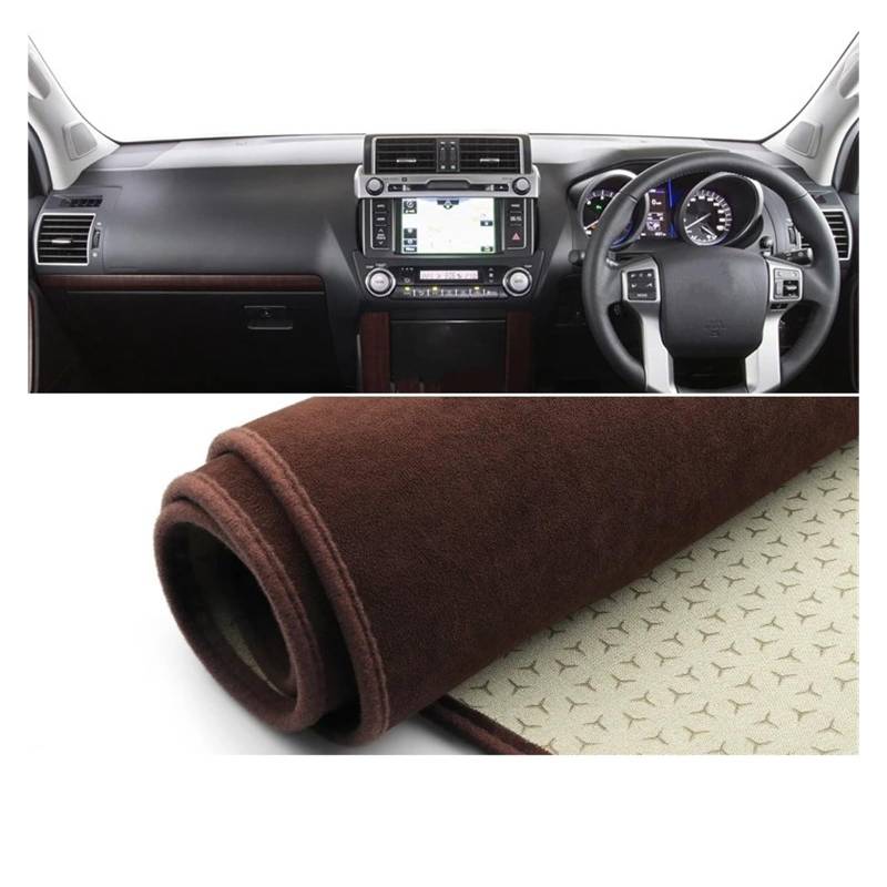 Car Dashboard Cover Mat Für Toyota Für Land Für Cruiser Für Prado Für J150 Für LC150 Für FJ150 2010-2022 Auto-Armaturenbrett-Abdeckung Sonnenschutzpolster Teppiche Armaturenbrett Matte(B RHD Brown) von XRUKGUO