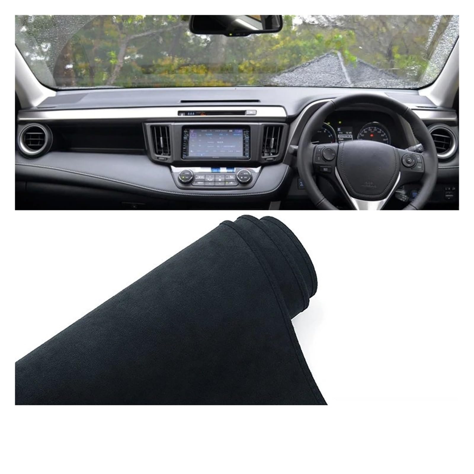 Car Dashboard Cover Mat Für Toyota Für RAV4 Für XA40 2013 2014 2015 2016 2017 2018 Für RAV 4 Auto-Armaturenbrett-Abdeckung Sonnenschutzteppiche rutschfeste Matte Armaturenbrett Matte(B Black RHD) von XRUKGUO