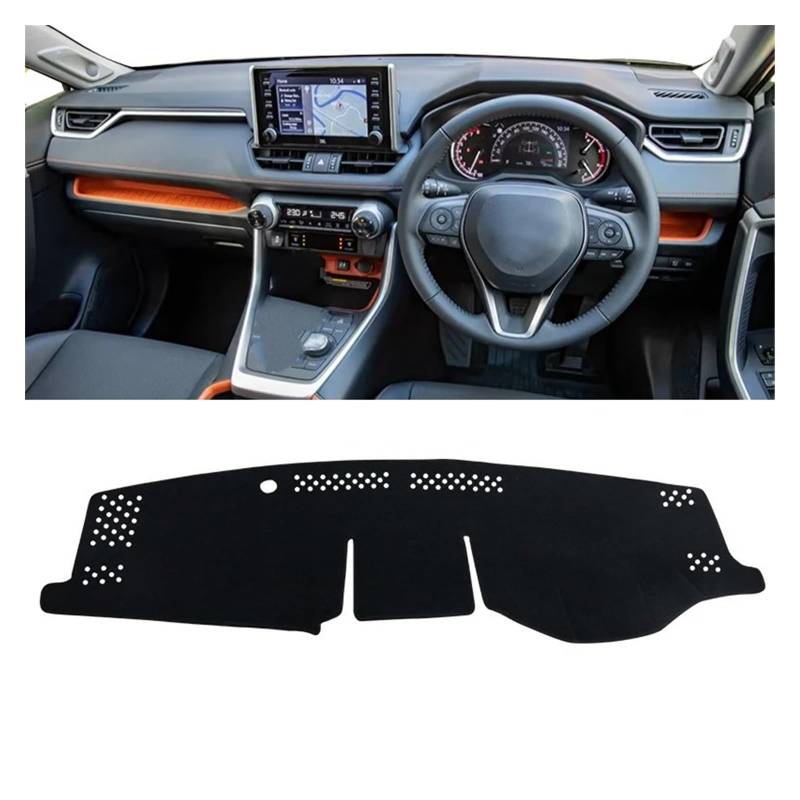 Car Dashboard Cover Mat Für Toyota Für RAV4 Für XA50 2019-2021 2022 2023 2024 Auto-Armaturenbrett-Abdeckung Vermeiden Sie Lichtpad Sonnenschutzmatte Teppiche Armaturenbrett Matte(A RHD Black Side) von XRUKGUO