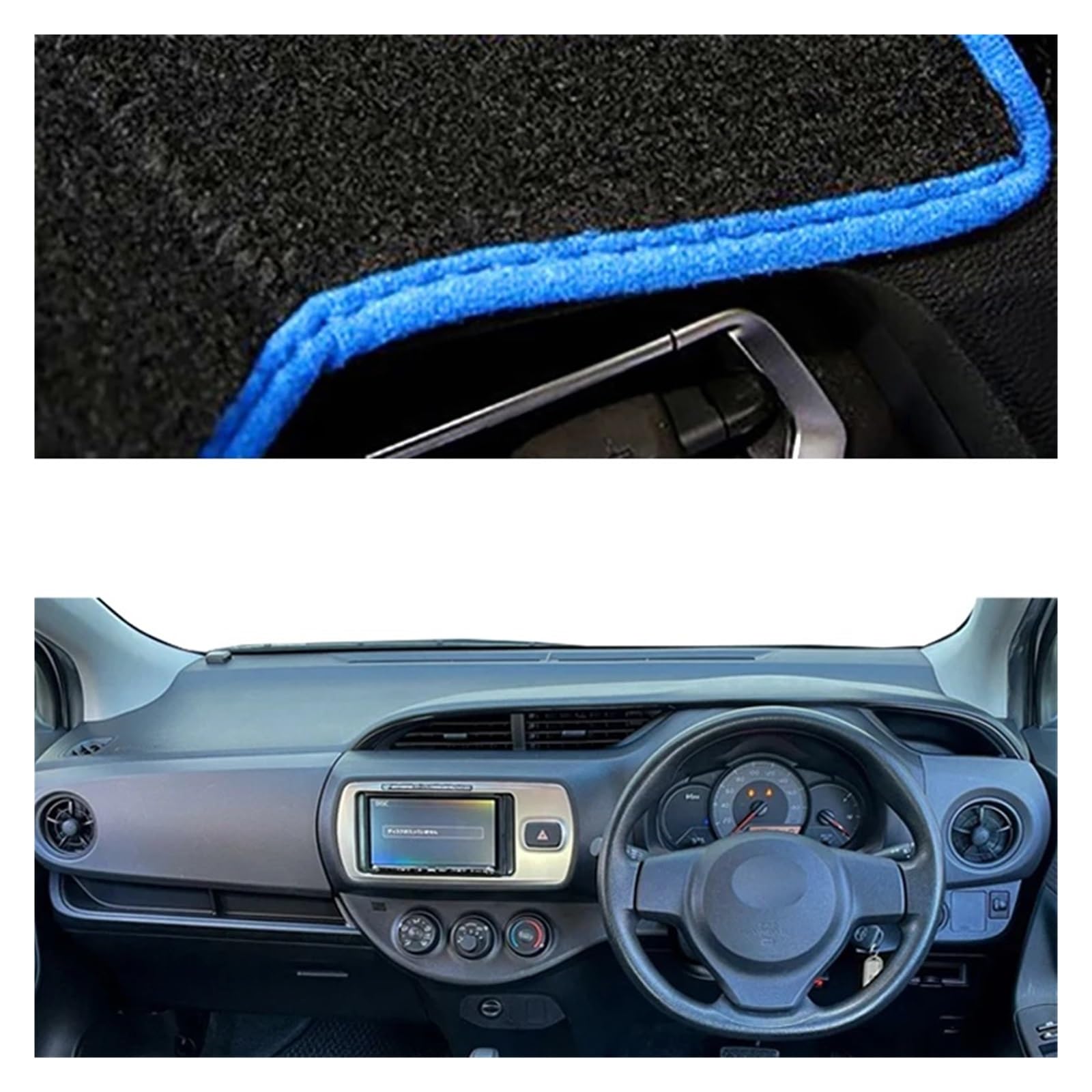 Car Dashboard Cover Mat Für Toyota Für Vitz 2012 2013 2014 2015-2017 Auto Auto Innen Armaturenbrett Abdeckung Mittelkonsole Schutz Teppich Dashmat Sonnenschutz Armaturenbrett Matte(Right-Blue) von XRUKGUO