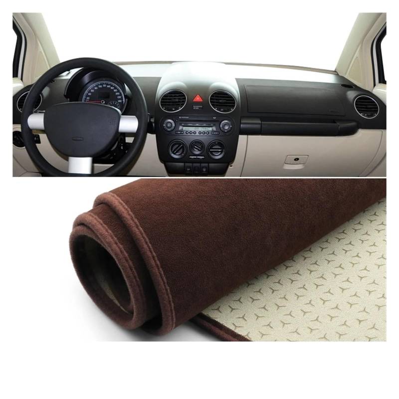 Car Dashboard Cover Mat Für VW Für Neue Für Käfer 2003 2004 2005 2006 2007 2008 2009 2010 2011 Auto Dashboard Abdeckung Matten Instrument Teppich Armaturenbrett Matte(B Brown) von XRUKGUO