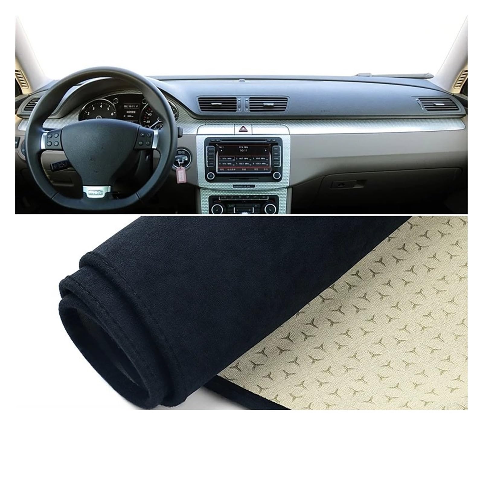 Car Dashboard Cover Mat Für VW Für Passat Für B6 2005 2006 2007-2012 Für CC 2009-2013 Auto Armaturenbrett Abdeckung Matte Instrument Teppich rutschfeste Pads Armaturenbrett Matte(B Black LHD) von XRUKGUO