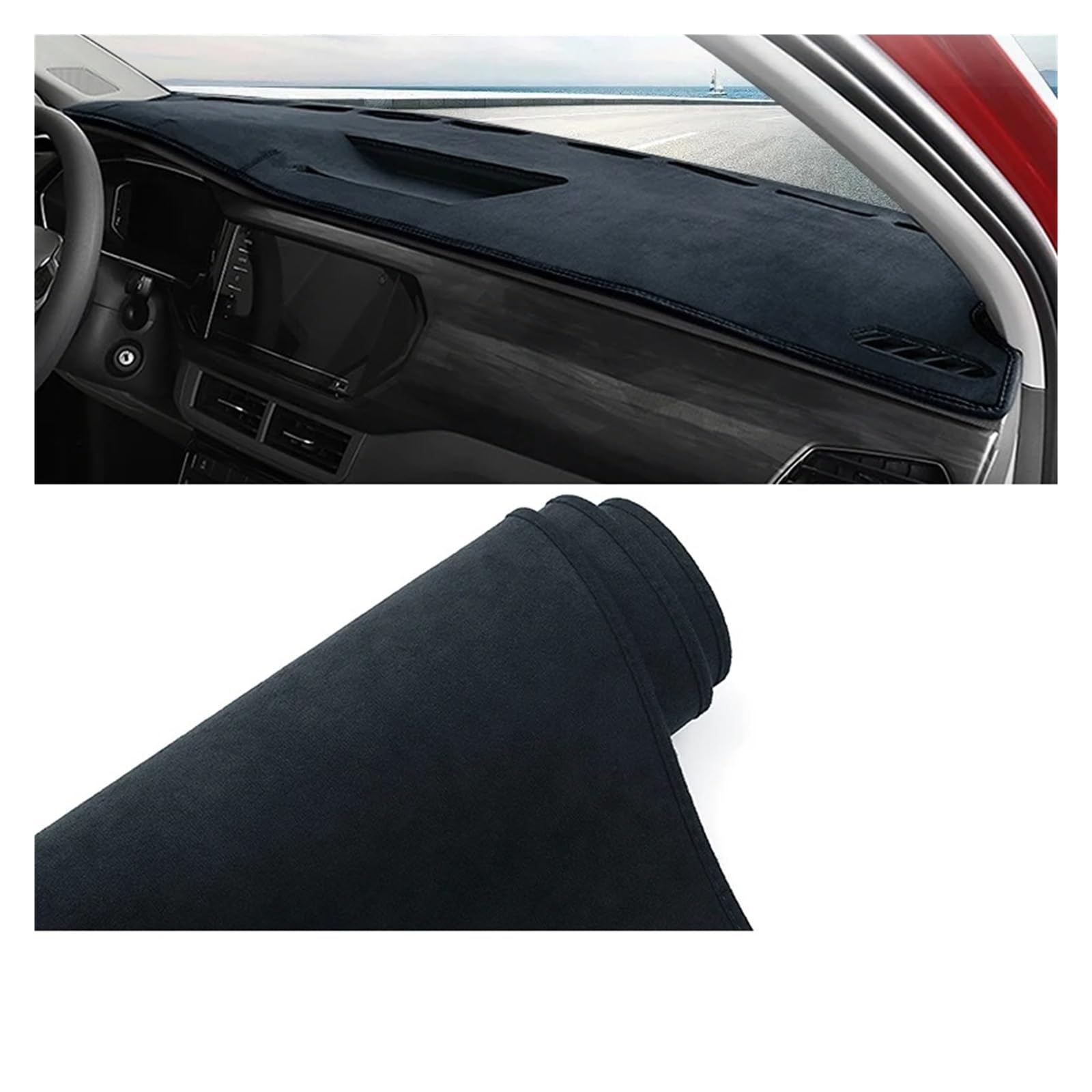 Car Dashboard Cover Mat Für VW Für T-Cross Für TCross 2019 2020 2021 2022 2023 Auto-Armaturenbrett-Abdeckungsmatte Armaturenbrett Sonnenschutz rutschfeste Unterlage Armaturenbrett Matte(B Black LHD) von XRUKGUO