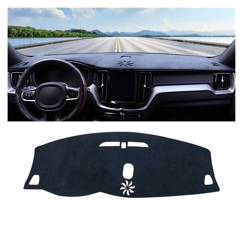 Car Dashboard Cover Mat Für Volvo Für XC60 2018 2019 2020 2021 2022 2023 Auto Dashboard Abdeckung Matte Auto Dashboard Sonnenschutz Pad Teppiche Protector Armaturenbrett Matte(Schwarz) von XRUKGUO