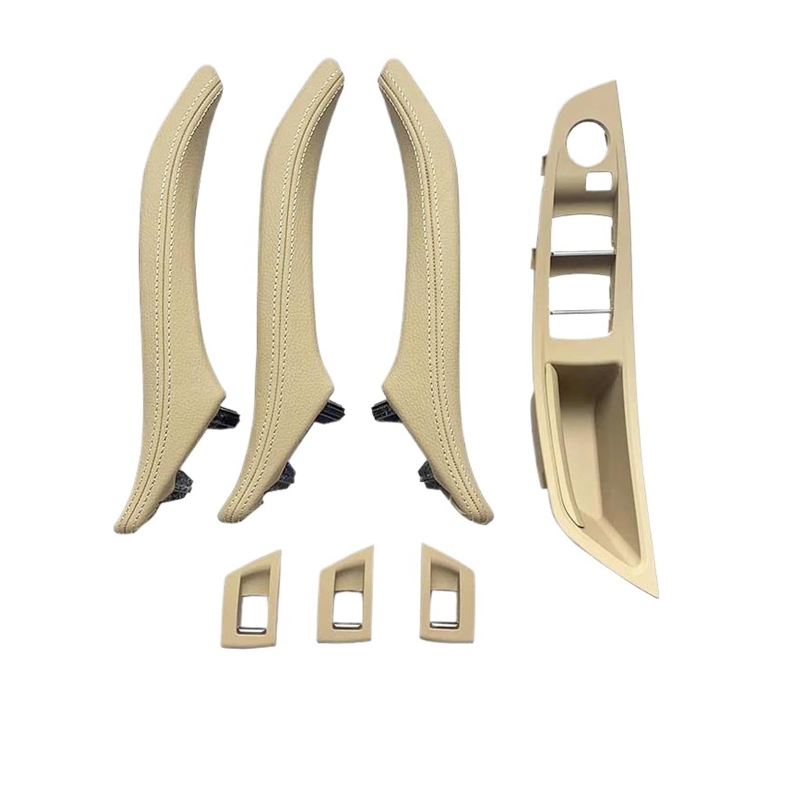 Innengriff Auto Innentürgriff 7PCS Set LHD RHD Armlehne Innen Leder Türgriff Montage Für 5 Series F10 F11 F18 520i 523i 525i 528i 535i(RHD BEIGE) von XRUKGUO