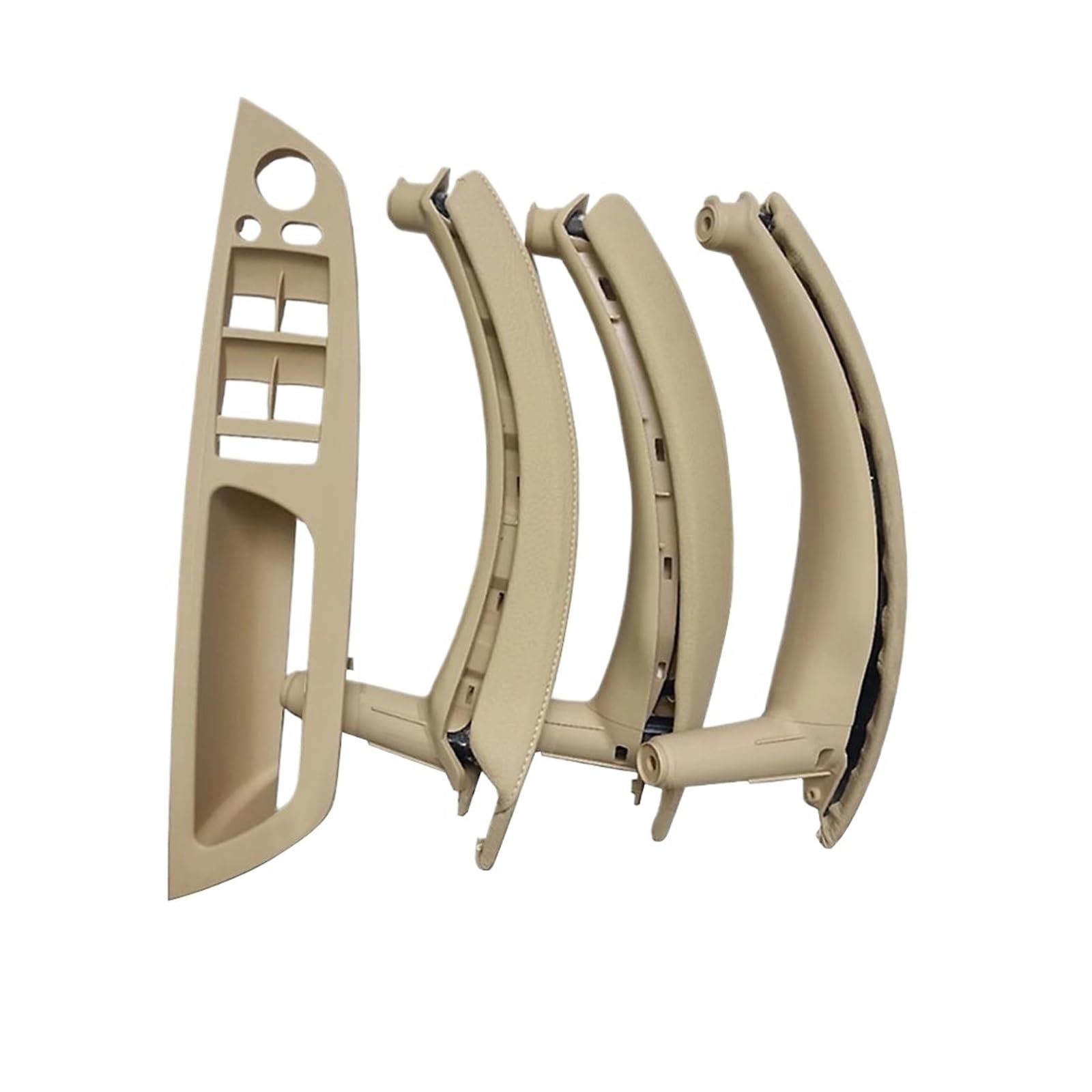 Innengriff Auto Innentürgriff Beige Schwarz Innen Armlehne Tür Griff Innen Panel Pull Trim Leder Äußere Abdeckung Set Für X5 X6 E70 E71 E72 2007-2008 2009 2010 2011 2012 2013(LHD Beige 7pcs Set) von XRUKGUO