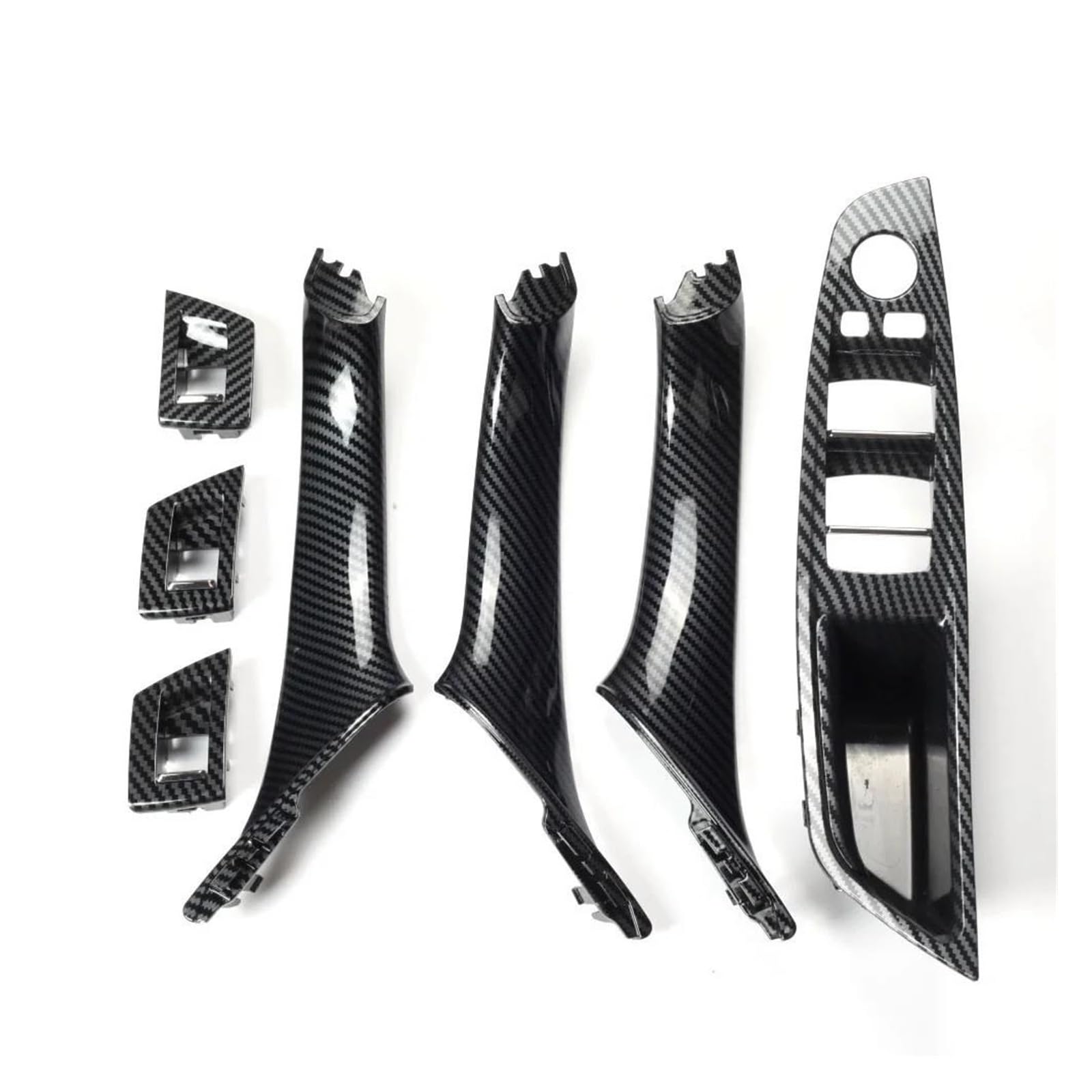 Innengriff Auto Innentürgriff Linker Antrieb LHD 7 Stück Für 5er F10 F18 2010–2011 2012 2013 2014 2015 2016 Auto-Innentürgriffplatte Dekorative Abdeckung(Carbon RHD) von XRUKGUO