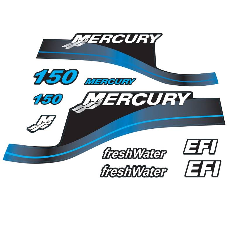 XRmarine Abziehbilder für Mercury 150 PS EFI Süßwasser Außenbordmotor Blau Aufkleber-Set Reproduktion 150 PS Süßwasser EFI von XRmarine