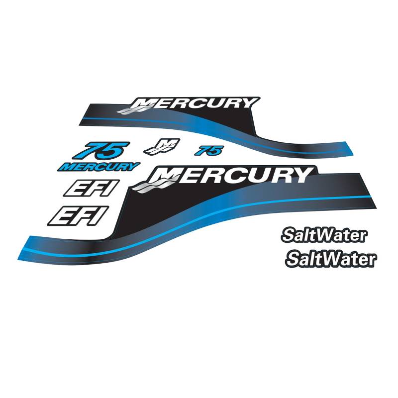 XRmarine Abziehbilder für Mercury 75 PS EFI Salzwasser Außenbordmotor Blau Decal Kit Aufkleber Set Reproduktion 75hp EFI Salzwasser von XRmarine