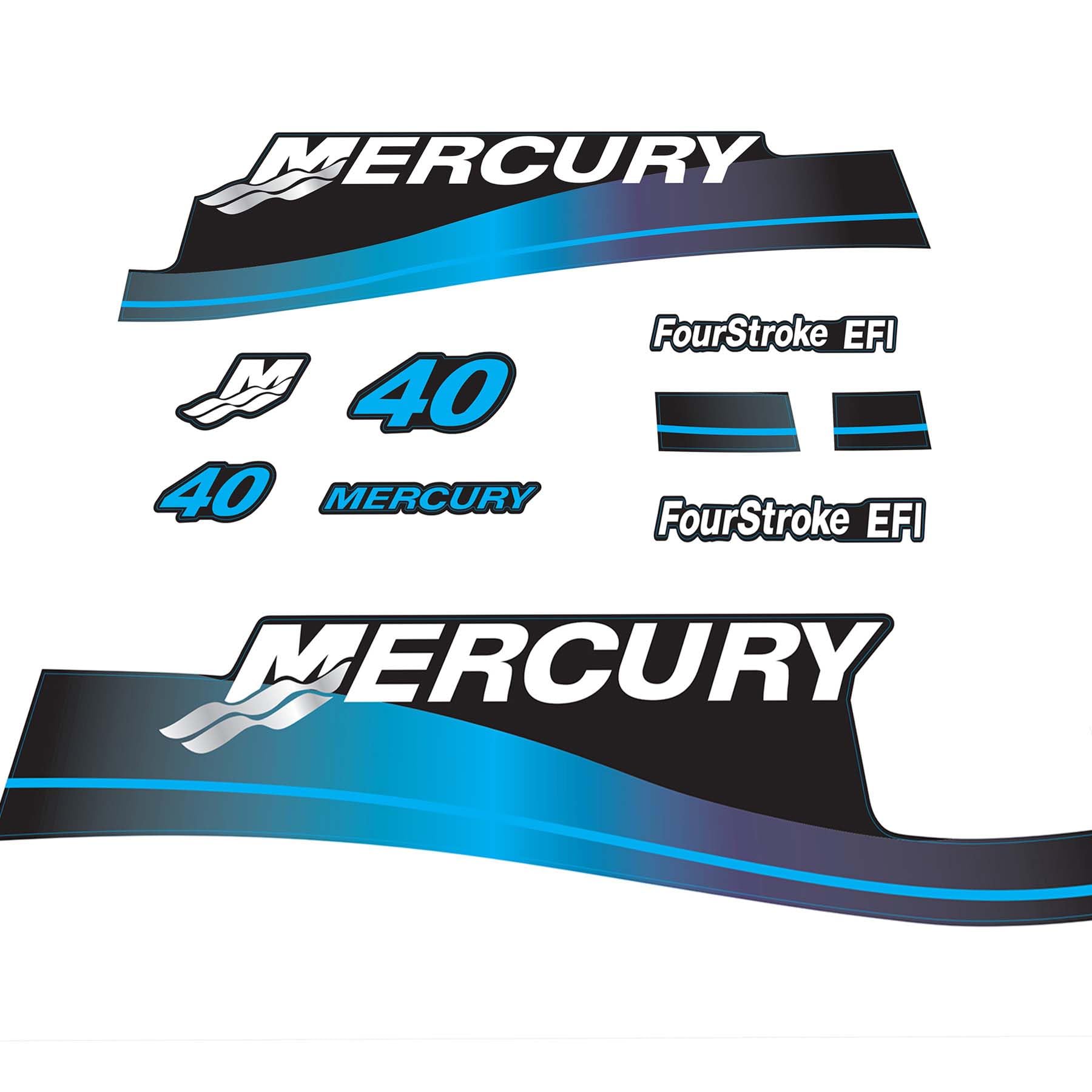 XRmarine Decals for Mercury 40HP Four Stroke EFI 1999-2004 Year Outboard Engine Blue Decal Kit Sticker Set Reproduction 40hp 4-Takt EFI von XRmarine