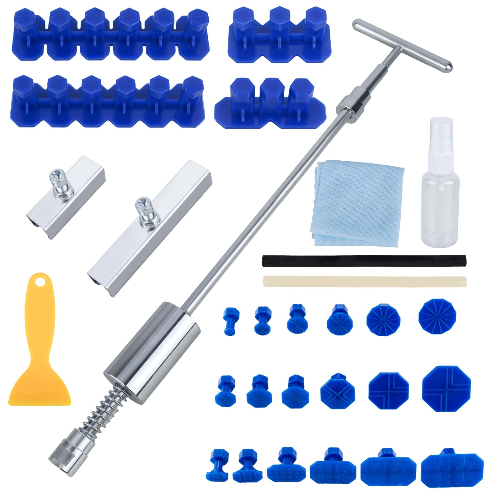 XTDMJ 30 Stück Dellen Reparatur Ausbeulwerkzeug, Dellen Reparaturset Auto T Bar Puller Auto Reparatur, Paintless Dent Removal Kit für Fahrzeug Dellen Entfernen von XTDMJ