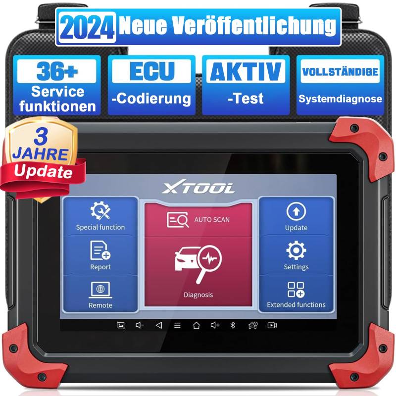 XTOOL D7 OBD2 Diagnosegerät,ECU Codierung & Bidirektionaler Steuerung,OE-Level vollständige Systemdiagnose,36+Servicefunktionen,Schlüsselprogramm 3 Jahren Update von XTOOL