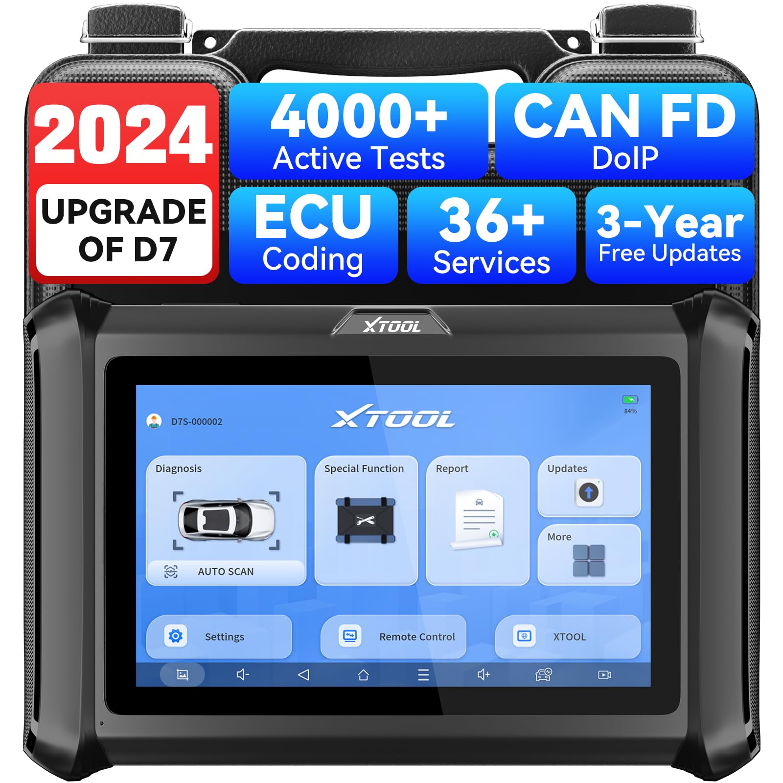 XTOOL D7S OBD2 Diagnosegerät, ECU Codierung, 36+ Servicefunktionen, Bidirektionales/Active Test, Vollständige Systemdiagnose Diagnosegerät Auto, CAN FD&DoIP, 3 Jahre Updates, 2024 Upgrade of XTOOL D7 von XTOOL