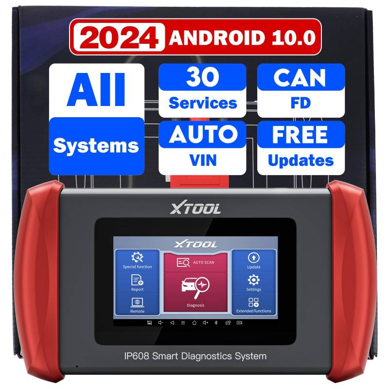 XTOOL Diagnosegerät Auto IP608, 2024 neueste OE alle Systeme OBD2 Diagnosegerät mit 30 Diensten, ABS-Entlüftung, Injektorcodierung, Ölrückstellung, CAN FD-Protokoll, Lebenslange Upgrade von XTOOL