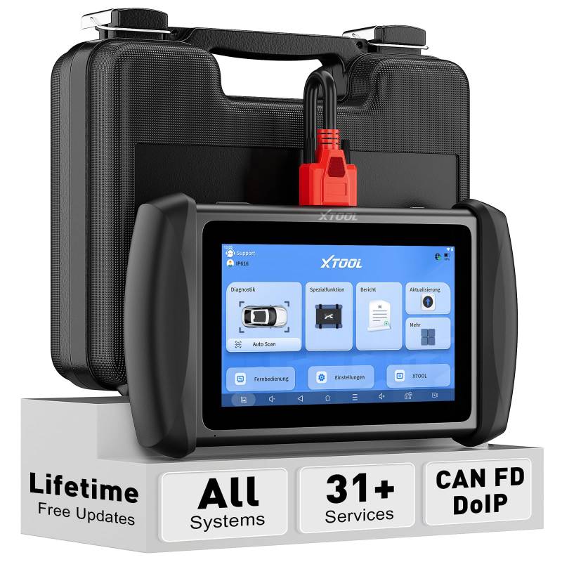 XTOOL IP616 OBD2 Diagnosegerätr, Alle Systemdiagnosen Diagnosegerät Auto mit 31 Servicefunktionen, CANFD&DOIP, AutoVIN, Öl/ABS-Blutung/Drosselklappe/SAS/BMS/EPB/TPMS/DPF Reset, Lifetime Free Updates von XTOOL