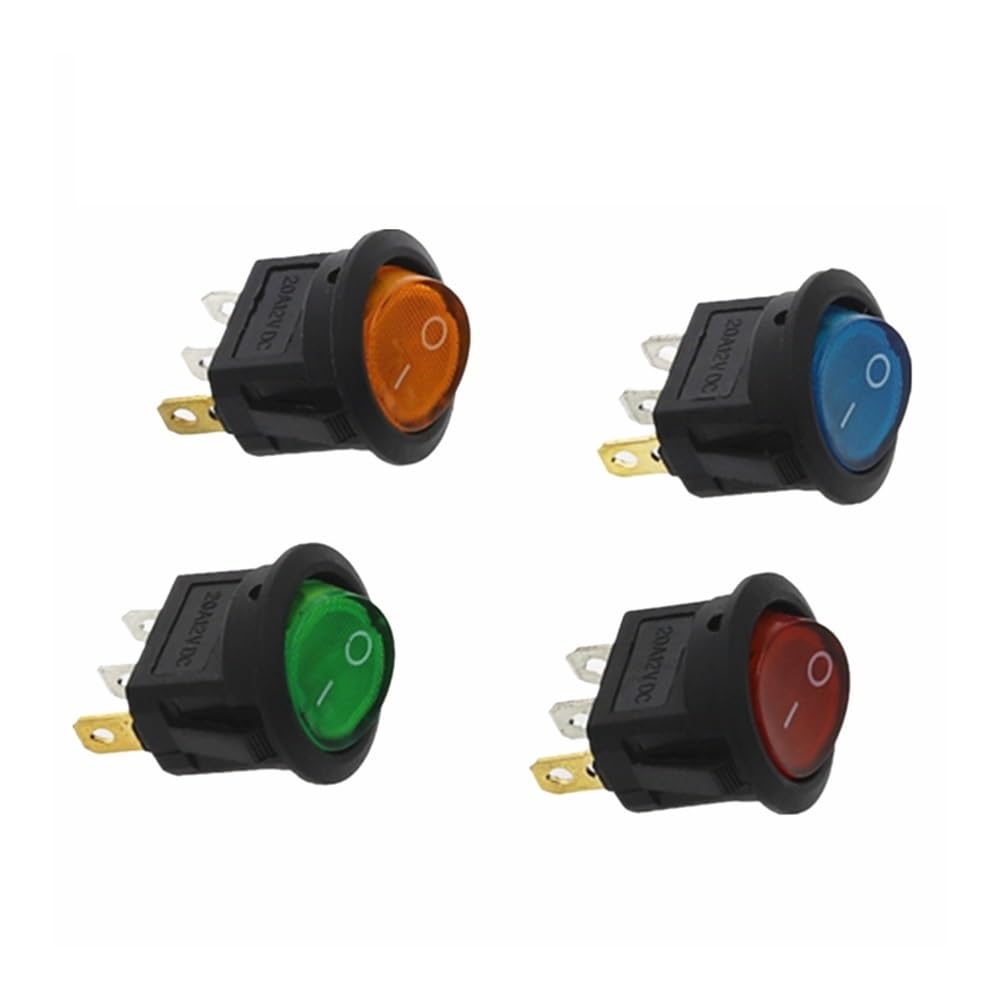 100Pcs 220V Red Blue Green Yellow Light ON-OFF SPST Round Rocker Switch 6A/250V 10A/125V AC(Mixed 100Pcs) von XTVVTODJXT