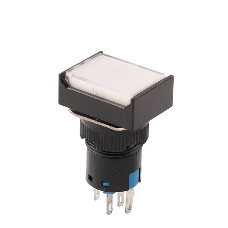 16mm With Light AB6 5Pin 8Pin Push Button Switch Small Square&Round Self-Locking Self-Reset Start Up Switch 3A/250V Power Switch(Rectangle White,5PIN_SELF-RESET_12V WITH LIGHT) von XTVVTODJXT