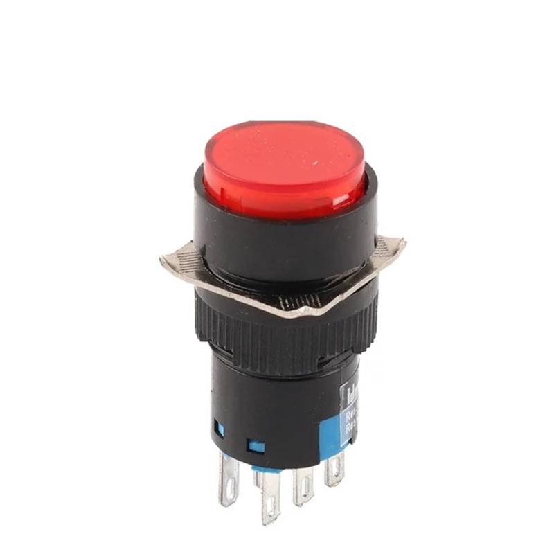 16mm With Light AB6 5Pin 8Pin Push Button Switch Small Square&Round Self-Locking Self-Reset Start Up Switch 3A/250V Power Switch(Round Red,5PIN_SELF-RESET_220V WITH LIGHT) von XTVVTODJXT