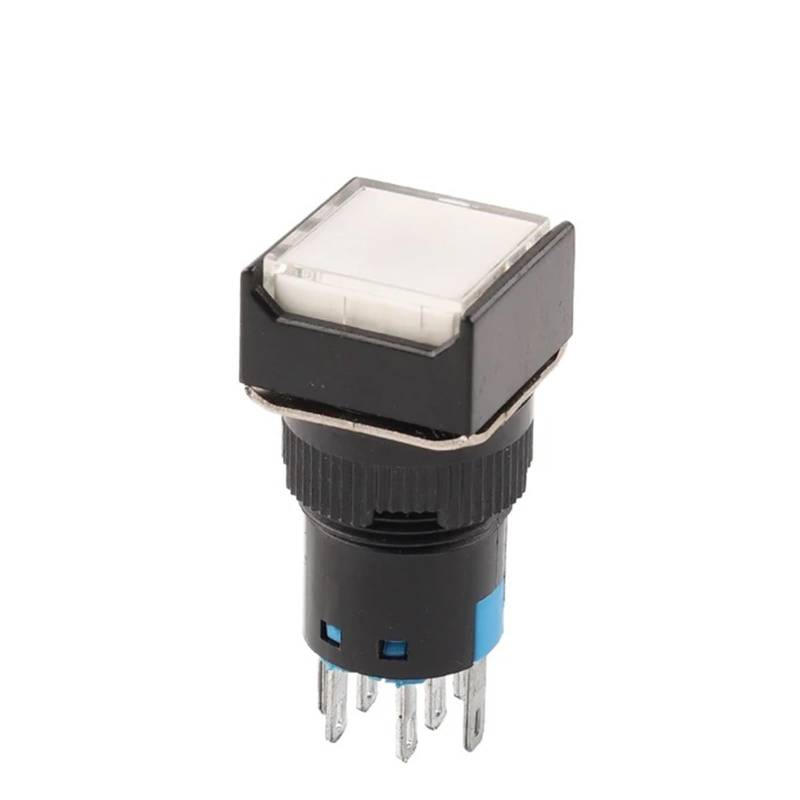 16mm With Light AB6 5Pin 8Pin Push Button Switch Small Square&Round Self-Locking Self-Reset Start Up Switch 3A/250V Power Switch(Square White,8PIN_SELF-RESET_220V WITH LIGHT) von XTVVTODJXT