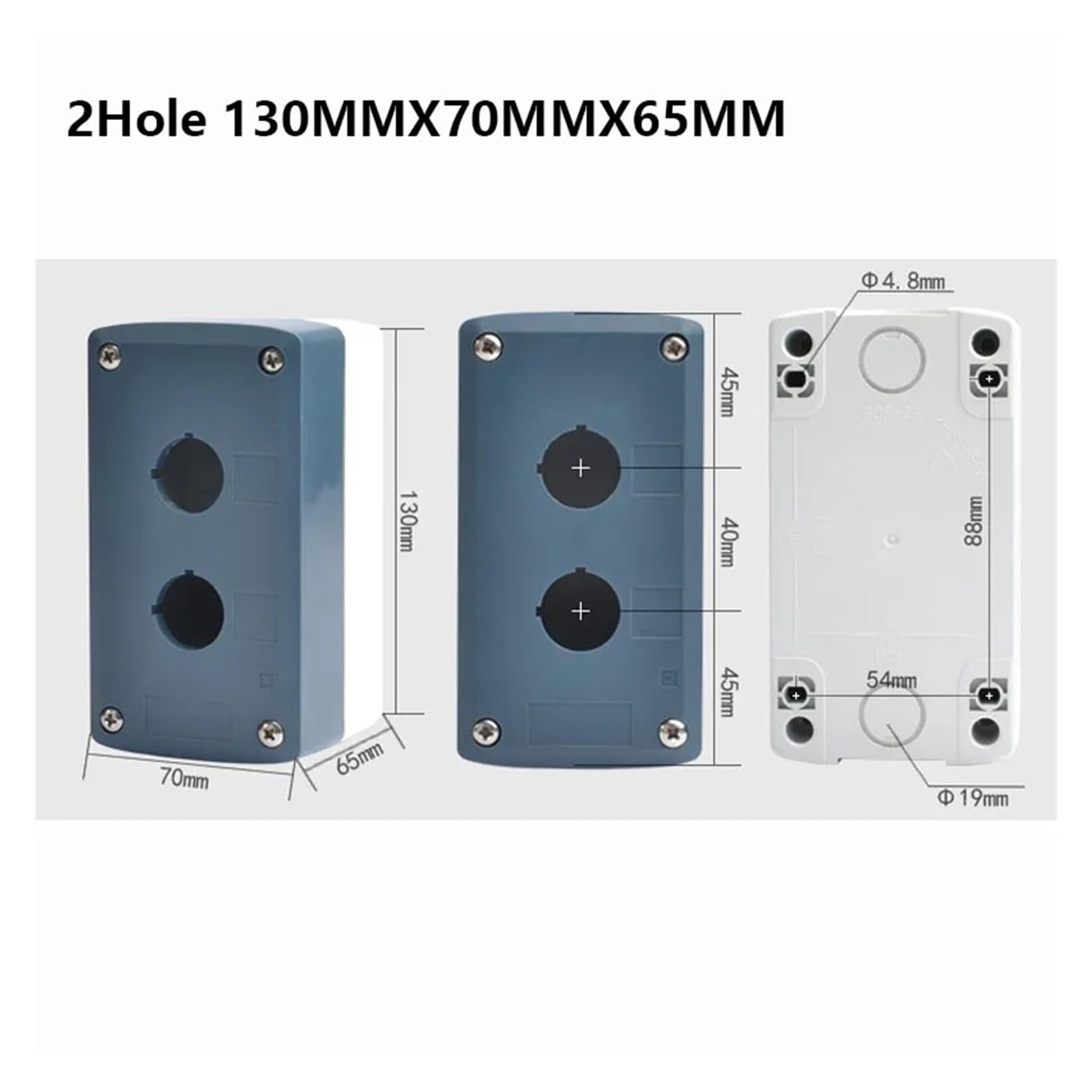 1Pcs 22mm 1/2/3/4/5/6 Hole Waterproof Button Junction Box Switch Control Splash Proof IP65(2Hloe) von XTVVTODJXT