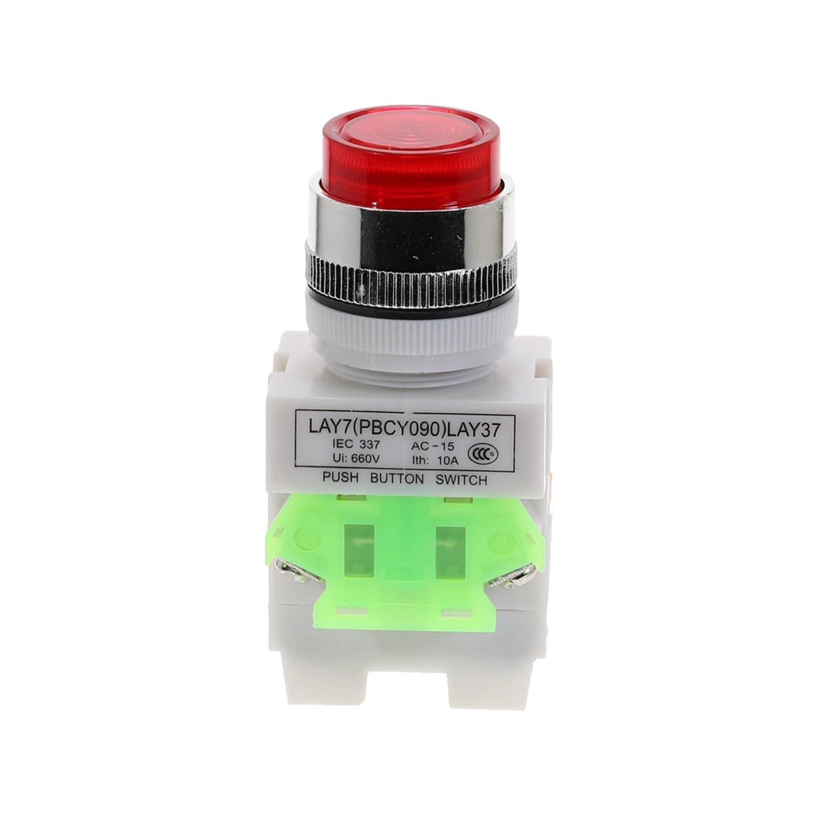 1pcs LAY37 Y090 22mm DPST 1NO 1NC LED Light Momentary Push button switches Red Green Yellow Blue head power switch(Red,380V) von XTVVTODJXT